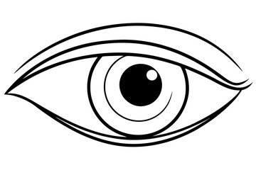 Obraz premium a simple black and white line drawing of an eye. It features an almond-shaped outline representing the eyelids, with a circular iris and pupil in the center