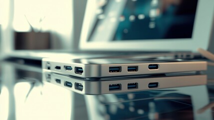 Naklejka premium The Laptop with Multiple Ports
