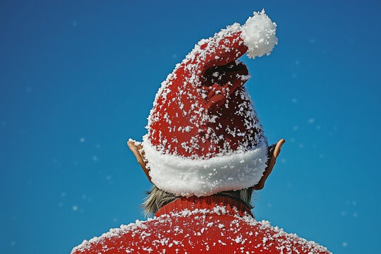 Abstract backhead of elf watching into a bright future. Comming year concept.