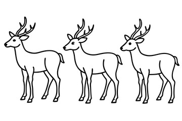 Deer line art vector, Christmas reindeer outline vector illustration