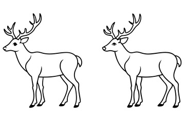 Deer line art vector, Christmas reindeer outline vector illustration