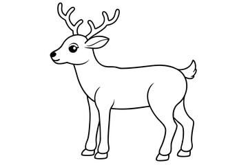 Deer line art vector, Christmas reindeer outline vector illustration