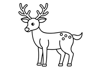 Deer line art vector, Christmas reindeer outline vector illustration