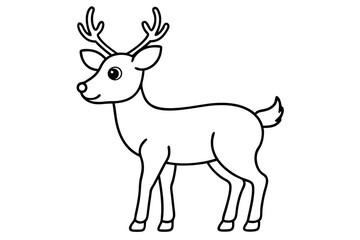 Deer line art vector, Christmas reindeer outline vector illustration