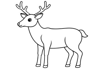 Deer line art vector, Christmas reindeer outline vector illustration
