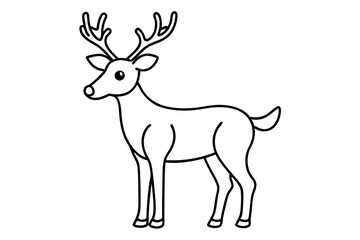 Deer line art vector, Christmas reindeer outline vector illustration