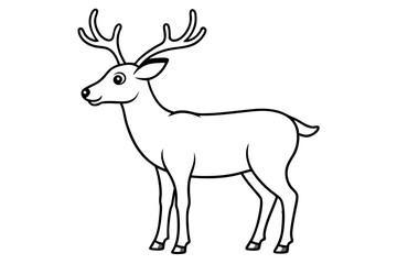 Deer line art vector, Christmas reindeer outline vector illustration