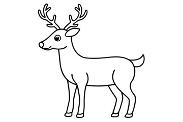 Deer line art vector, Christmas reindeer outline vector illustration © Trendy CraftSVG 