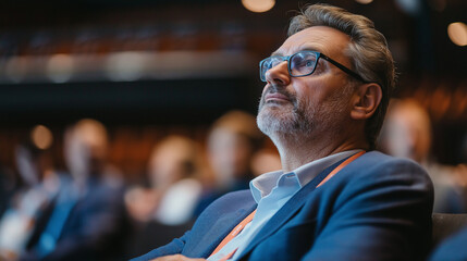 Fototapeta premium Thoughtful Man in Auditorium During Event