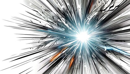 An explosion of colors and lines, creating a dynamic abstract composition with vibrant hues and geometric shapes