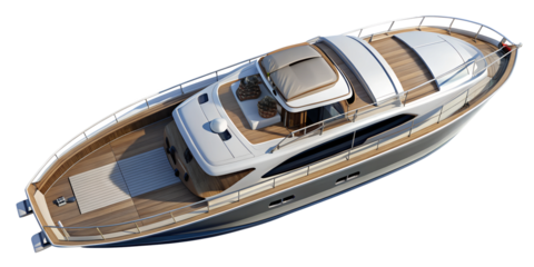 A modern yacht on a transparent background 