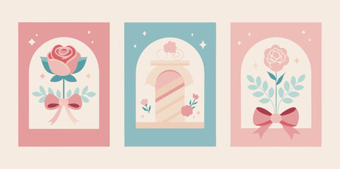 Elegant floral greeting card designs for romantic and vintage themes