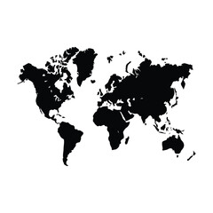 silhouette world vector map on a white backgroun