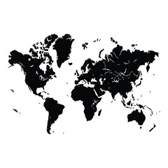 silhouette world vector map on a white backgroun