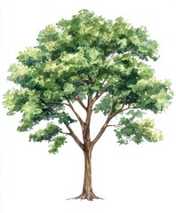Obraz premium A detailed illustration of a vibrant green tree on a blank background