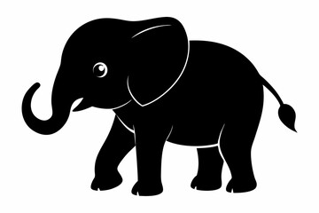 Baby elephant silhouette vector, elephant silhouette