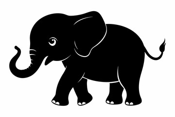 Baby elephant silhouette vector, elephant silhouette