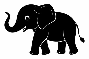 Baby elephant silhouette vector, elephant silhouette
