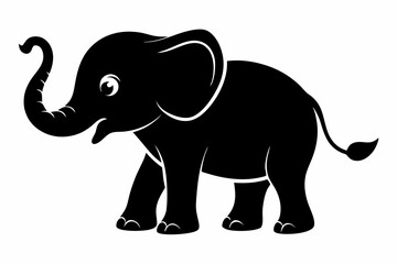 Baby elephant silhouette vector, elephant silhouette