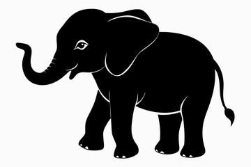 Baby elephant silhouette vector, elephant silhouette