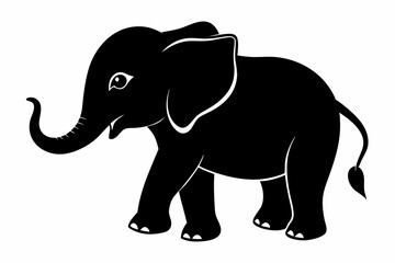 Baby elephant silhouette vector, elephant silhouette