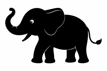 Baby elephant silhouette vector, elephant silhouette