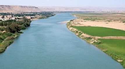 An enchanting sunset over the Asiin Gol river winding through the vast Mongolian grasslands, capturing nature's serene beauty