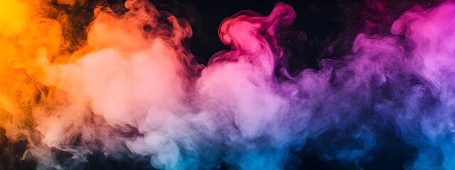 Colorful rainbow smoke, black background, vector illustration, colorful smoke