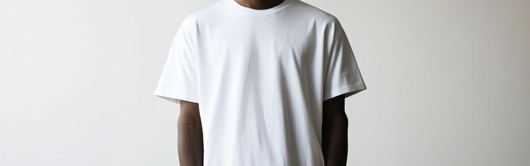 Oversized white t-shirt worn by a person against a neutral background