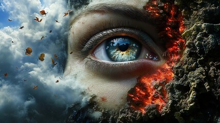 Naklejka premium Surreal Eye: A Journey Through the Mind