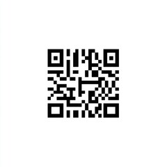 Fototapeta premium simple clip-art icon of a QR code for crypto payments, in bold black and white with a sleek, modern layout