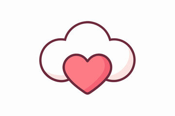 A heart inside a cloud.on white