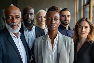 Obraz premium A group of people in suits are posing for a photo. Generative AI