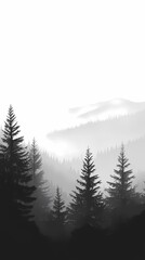 Obraz premium Fog-covered autumn mountain peaks, surrounded by vibrant fall colors and misty valleys, ideal for capturing the beauty of nature in stock images.