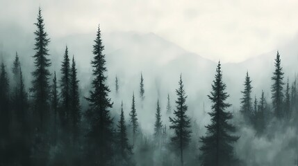 Fog-covered autumn mountain peaks, surrounded by vibrant fall colors and misty valleys, ideal for capturing the beauty of nature in stock images.