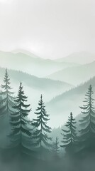 Fototapeta premium Fog-covered autumn mountain peaks, surrounded by vibrant fall colors and misty valleys, ideal for capturing the beauty of nature in stock images.