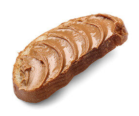 Tasty sandwich with peanut butter isolated on white