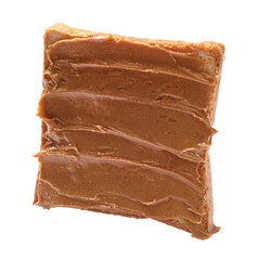 Tasty sandwich with peanut butter isolated on white