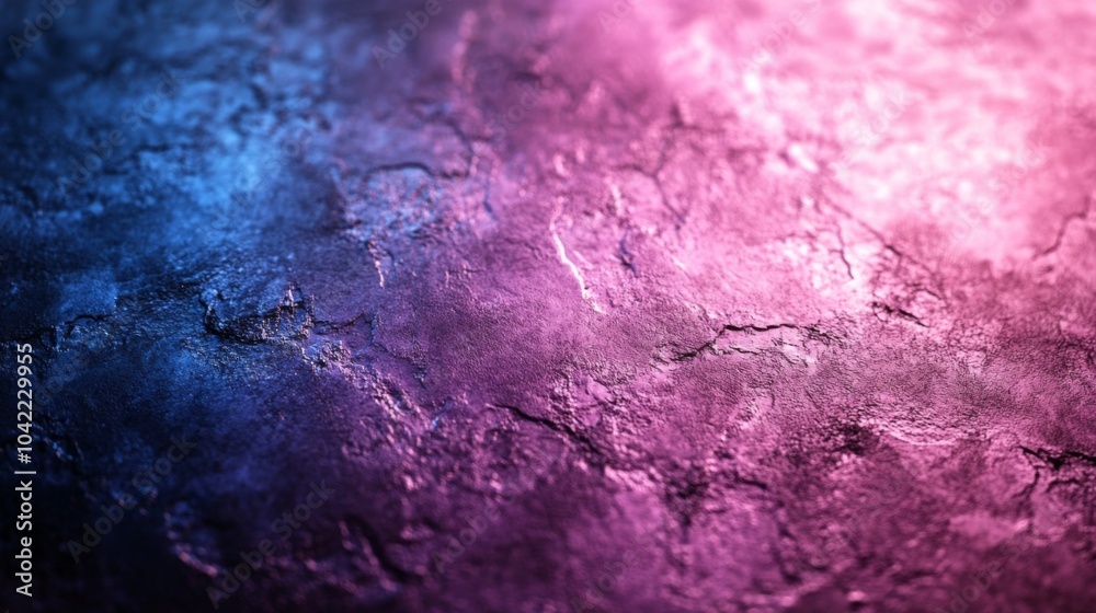Poster A textured surface features shades of blue and purple illuminated by light, creating a striking abstract pattern that captivates attention.