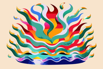 Obraz premium Vibrant Abstract Watercolor Flame Design on Pastel Background