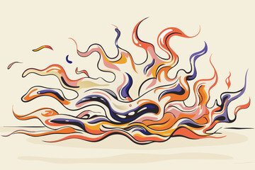 Obraz premium Abstract Colorful Flame Illustration in Modern Art Style