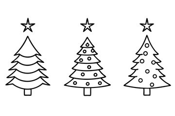Obraz premium Christmas tree set, Christmas tree line art vector