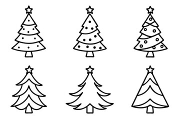 Obraz premium Christmas tree set, Christmas tree line art vector