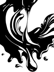 Obraz premium Abstract Black Ink Splatter Design on White Background