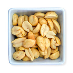 Roasted peanuts in white container