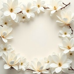 Obraz premium Elegant minimalist background of white magnolia blossoms