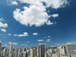 Fototapeta premium As fotos aéreas da região do Pacaembu em São Paulo revelam uma mistura harmoniosa entre áreas verdes e o ambiente urbano. 