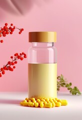 Minimalistic Supplement Bottle With Pills Capsules 