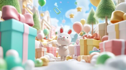 Obraz premium Whimsical Cyber Monday Cartoon Animals Shopping Illustration with Playful Text Area, Ultra-Detailed