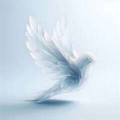 white dove on blue background
